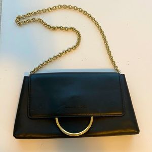 Henri Bendel Leather Black Clutch/Shoulder Bag